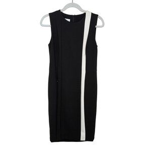 Akris Punto Sleeveless Sheath Dress With White Stripe Design Back Zip Closure Fi
